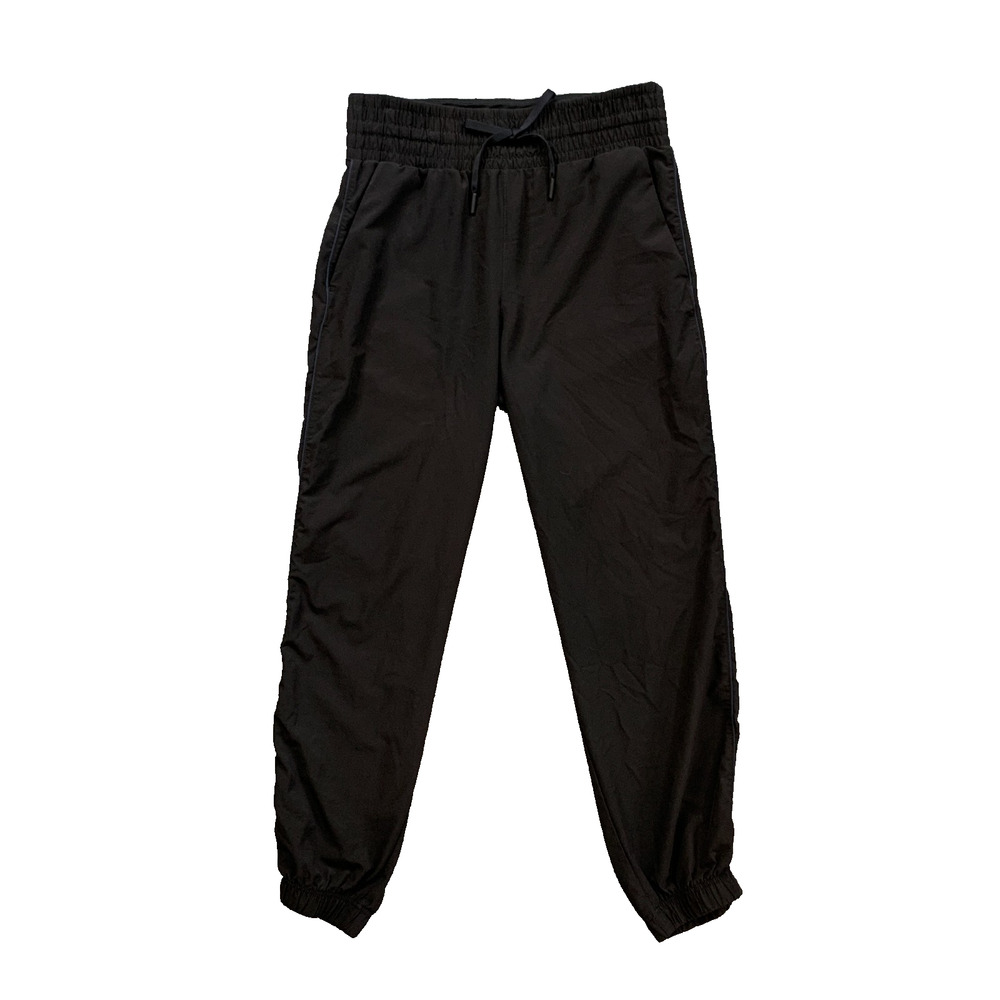 Spanx Jogger Womens M Medium Black Navy High Rise Stretch Drawstring Ankle Pants